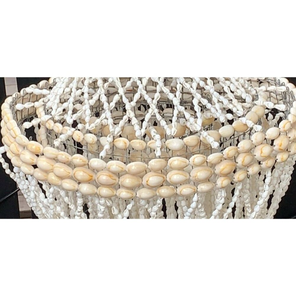 Cowrie Sea Shell Pendant Beach Boho Hanging Decor MCM 24" Tall Seashells - Picture 4 of 8